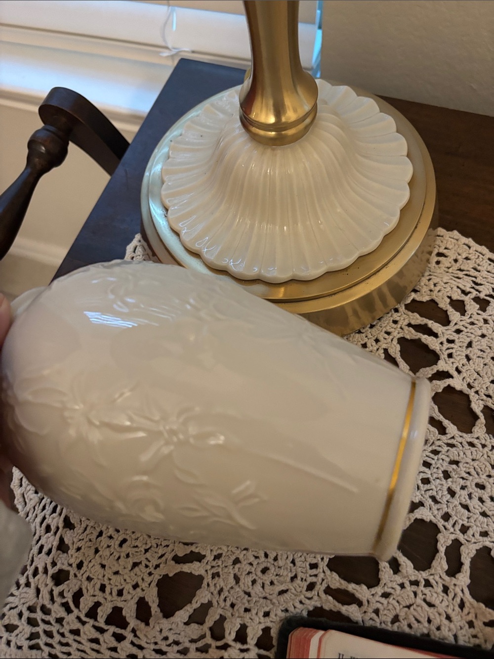 Lenox Table Lamp with Cream Shade and vase to match - Picture 2 of 7